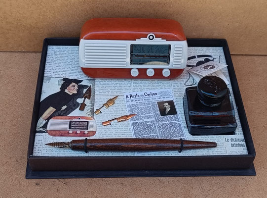 Francesco Rubinato. Juego de escritura con radio. Ref 201011390. 19x23x7