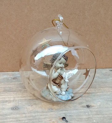 Bola de cristal con ángel de resina