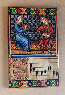 Tabla madera motivo medieval. 32x20
