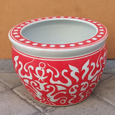 Macetero cerámica estilo oriental. 18x25.