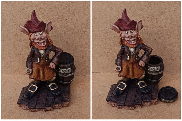 Arte Astur. Duende pirata Vizcaíno cerámica pintado a mano. Ref 410. 24x14x12