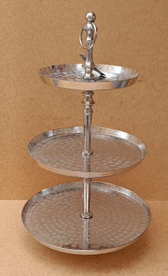 Porta pasteles metal 3 pisos. Ref 86107. 49x30