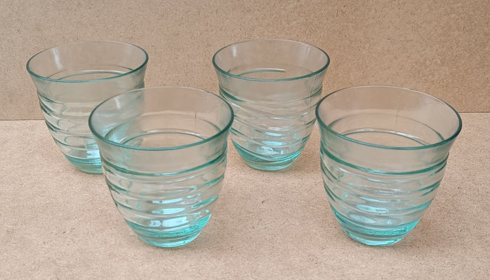 4 vasos cristal reciclado vidrios San Miguel. Hecho a mano en España. Ref 70096. 10x10