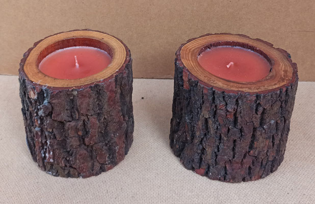 Vela en tronco. Aroma sándalo. 