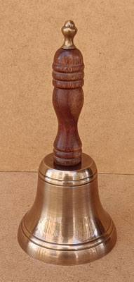 Campana de mano latón y madera de palisandro. Ref 324001. 22x10