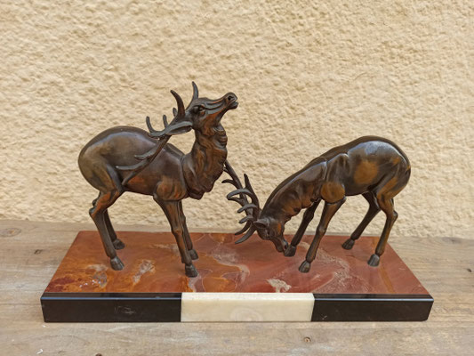 Pareja ciervos de bronce. 39x12x24