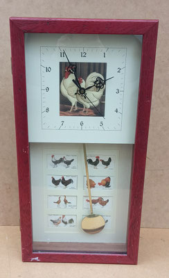 Reloj péndulo gallinas. 52x26x6