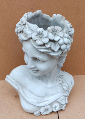 Macetero busto mujer cemento. Ref 28349. 30x23x14