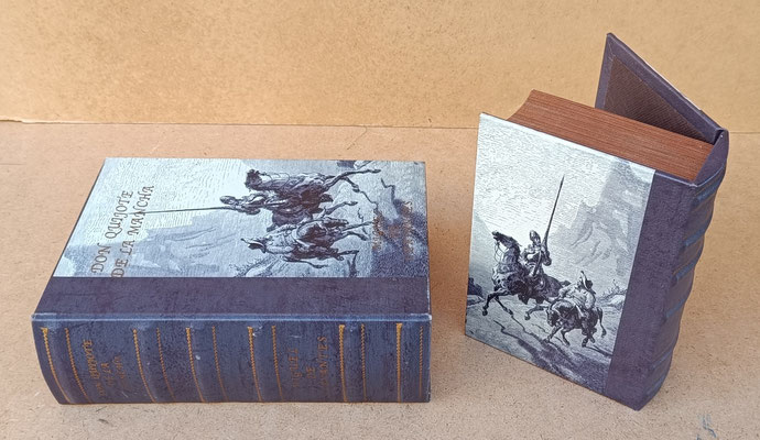 Caja libro Don Quijote de la Mancha. Ref LN280. Grande 24x17,5x8. Pequeña 19x13,5x6,5