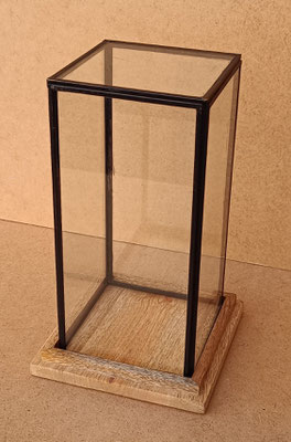 Fanal cuadrado base madera. Ref 