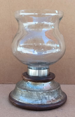 Portavelas madera y cristal. Ref 9075046. 20x14