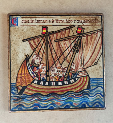 Tabla madera motivo medieval. 24x24