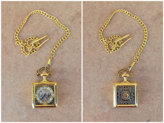 Reloj bolsillo cuadrado a cuerda. Ref R34.  6x35x1