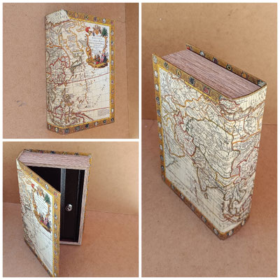 Caja fuerte libro mapa antiguo. Ref 3670. 27x18x7