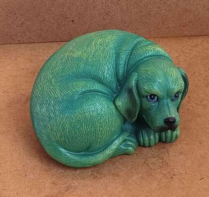 Hucha perro fluor resina. Ref 687461. 6x14x11