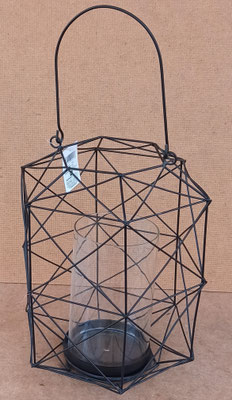 Farol vela metal y cristal. Ref 42017. 28x21