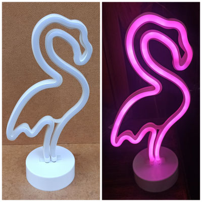Luminoso flamenco neón PVC. Ref 48698. 15,5x10x32,5. Funciona con pilas