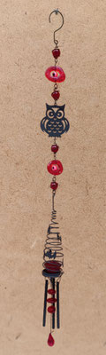 Campana de viento metal y resina con portavela. Ref 92656. 90x7x8