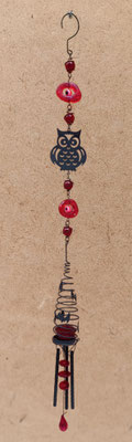 Campana de viento metal y resina con portavela. Ref 92656. 90x7x8