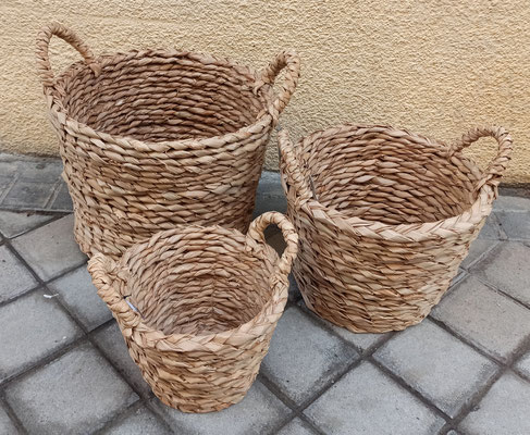 Cestos trenzados. Ref 85151. Grande 39x37. Mediano 31x31. Pequeño 24x24