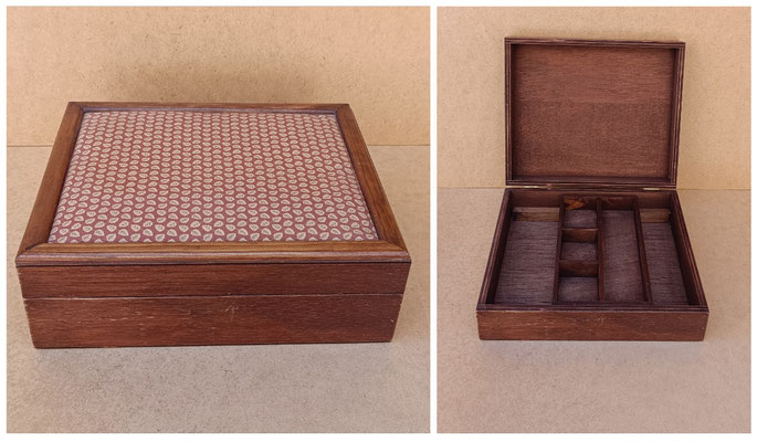 Costurero madera con tapa tela. Ref 507647. 30x26x10