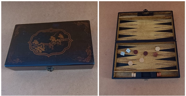 Caja oriental backgamon. 7x18,5x32