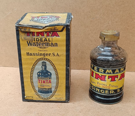 Frasco de tinta Waterman antiguo. Ref GOY3. 14x7