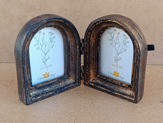 Portafotos oval doble resina. Ref 2F0675. 18x12x3