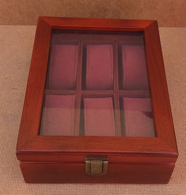Caja 6 relojes madera. Ref 34689. 19x15x6