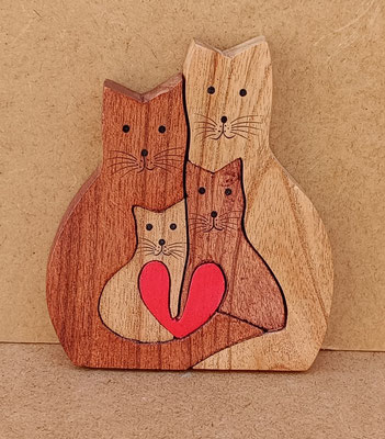 Puzle madera gatos familia. Ref PZ007. 9x11x2