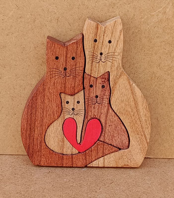 Puzle madera gatos familia. Ref PZ007. 9x11x2