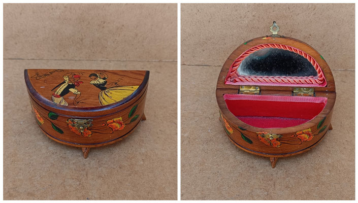 Joyero vintage madera con espejo. Ref CAR83. 13X6X7. 