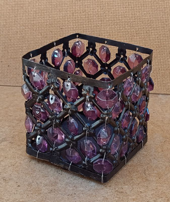 Portavelas metal y resina. Ref 62046. 8x8x8