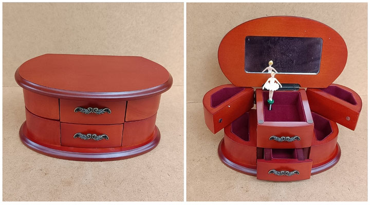 Joyero madera musical con bailarina. Ref 16066. 19,5x11,5x10