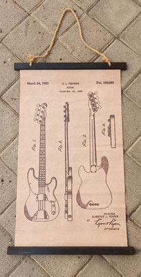 Lienzo pergamino de tela impresa guitarra. Ref 18411. 40x65