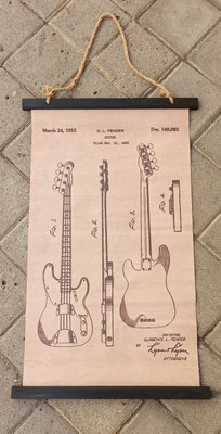 Lienzo pergamino de tela impresa guitarra. Ref 18411. 40x65