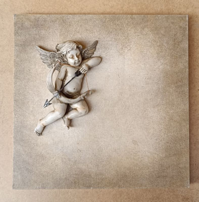 Cuadro ángel relieve resina. Ref 4913/147. 25x25x8