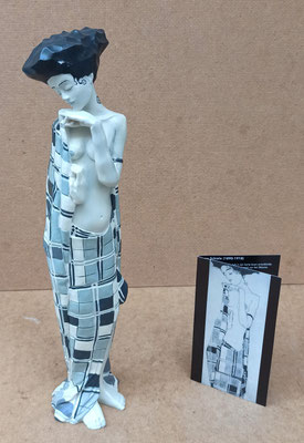 Colección museo. Gerti Schiele un Kariertem Tuch. Egon Schiele. Resina. Ref SCH01. 29x6x5