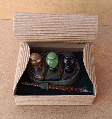 Tinteros y plumín cristal dallaiti. Producto artesano hecho en Italia (Toscana). Ref 6125. 9x7x7