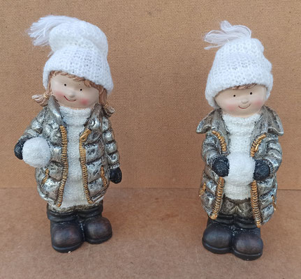 Niños bola nieve resina. Ref 27160. 22x9x8