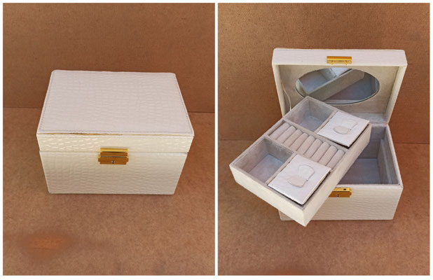 Joyero polipiel 2 pisos. Ref 8226W. 18x13x12