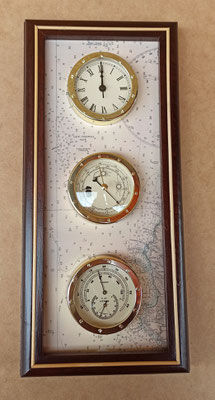 Reloj con estación meteorológica pared (barómetro y termómetro). Ref 451031. 45x21