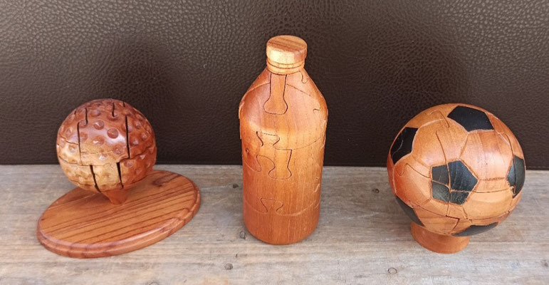 Puzle 3D en madera pelotas y botella