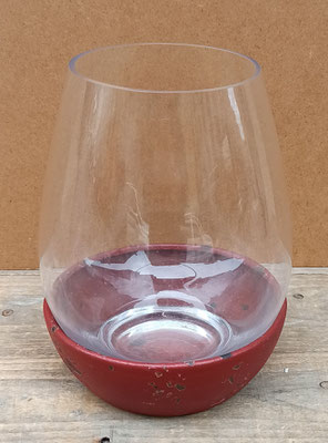 Portavelas cristal y metal. Ref 33091. 20x13