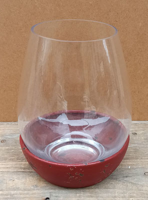Portavelas cristal y metal. Ref 33091. 20x13