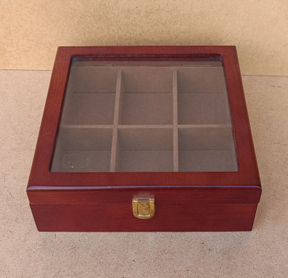 Caja 6 relojes madera. Ref 76497. 7x22x22