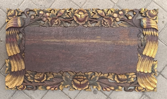 Cartel madera teca. Origen Tailandia. Ref EL0193. 90x48x3