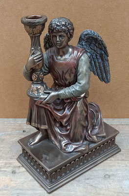 Portavelas bronce ángel. Ref 50897. 23x14x13