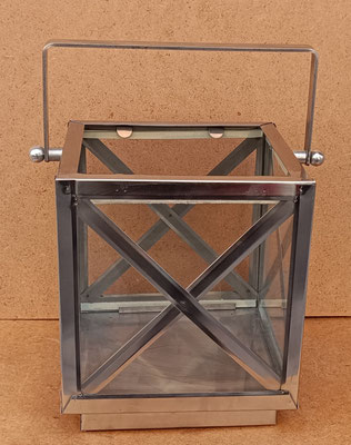 Farol vela metal y cristal. Ref 6104819. 33x27x21