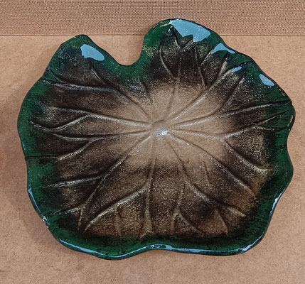 Bandeja de cristal "hoja". 28X26
